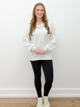 Load image into Gallery viewer, Modal Scuba V-Neck Piping Top in Lt. H Grey