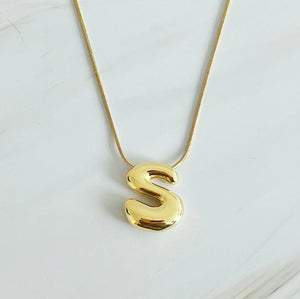 Balloon Letter Gold Initial Necklace