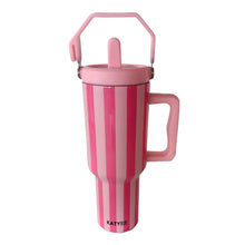 Load image into Gallery viewer, Striped Cabana 38oz Jug Tumbler in Pink/Hot Pink