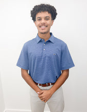 Load image into Gallery viewer, Vineyard Vines St. Jean Stripe Sankaty Polo in Blue Depth Tejeda