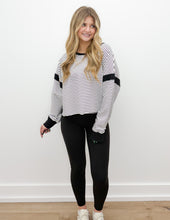 Load image into Gallery viewer, Seems Like Yesterday Striped Cutout Back Sweatshirt in White/Black