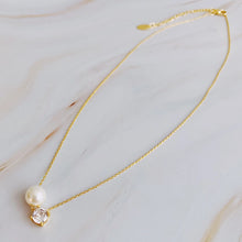 Load image into Gallery viewer, Single Pearl and Diamond Necklace