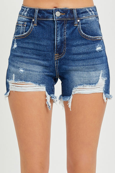 Hard Fought High Rise Denim Shorts