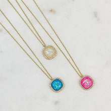 Load image into Gallery viewer, Gold Dipped Shimmering Stones Pendant Necklace Blue