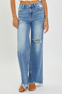 The Goodness High Rise Frayed Wide Leg Jeans