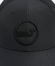 Load image into Gallery viewer, Vineyard Vines Whale Dot Performance Trucker Hat in Jet Black