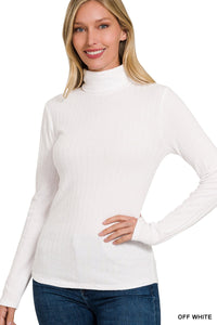 Good Intentions Ribbed Turtle Neck Top Off White