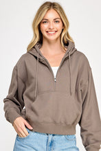 Load image into Gallery viewer, Loving How I Am Living Basic Fleece Half Zip Hoodie in Fossil