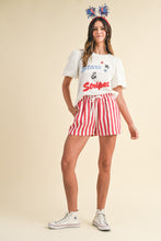 Load image into Gallery viewer, Sweet Summertime Stripe Twill Denim Shorts in Red