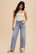 Load image into Gallery viewer, The Aftermath Distressed Hem Straight Leg Jeans in Denim Blue