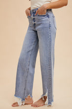 Load image into Gallery viewer, The Aftermath Distressed Hem Straight Leg Jeans in Denim Blue