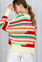 Load image into Gallery viewer, Never Gets Old Color Block Crochet Sweater