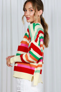 Never Gets Old Color Block Crochet Sweater