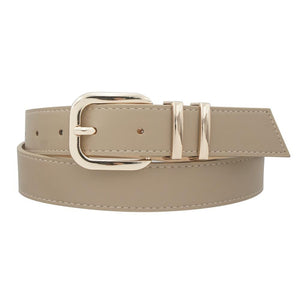 Modern Me Rounded Rectangle Buckle Belt in Dark Taupe