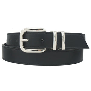 Modern Me Rounded Rectangle Buckle Belt in Black/Silver