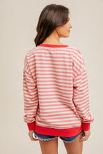 Load image into Gallery viewer, Looking Like an Angel Striped Oversized Sweatshirt in Pink