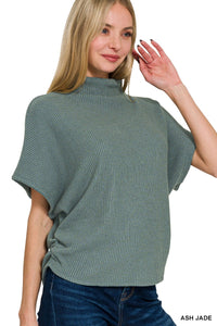 One of Them Girls Mock Neck Sweater Top & Pants Set in Ash Jade