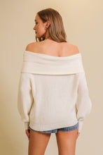 Load image into Gallery viewer, With Me Twist Foldover Off-Shoulder Sweater in Cream
