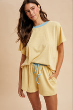 Load image into Gallery viewer, Every Part Of Me Stripe Knit Top &amp; Short Sets in Butter/Sky