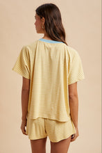 Load image into Gallery viewer, Every Part Of Me Stripe Knit Top &amp; Short Sets in Butter/Sky