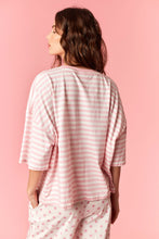 Load image into Gallery viewer, Long Way Striped Round Neck Oversized Crop Tee