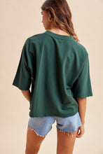 Load image into Gallery viewer, Mallard Duck Patchwork SS Knit Top in Hunter Green