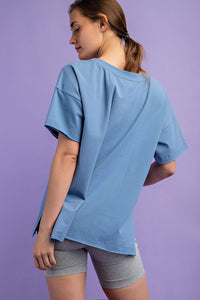 Everything That I Wanted Oversized Reversible Tee Dk Chambray