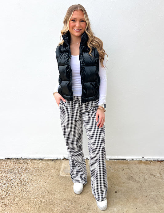 Happy Days Gingham Pants in Black