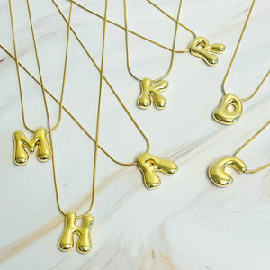 Balloon Letter Gold Initial Necklace