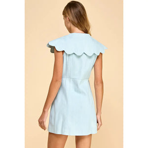 Last Love Denim Scalloped Button Down Dress