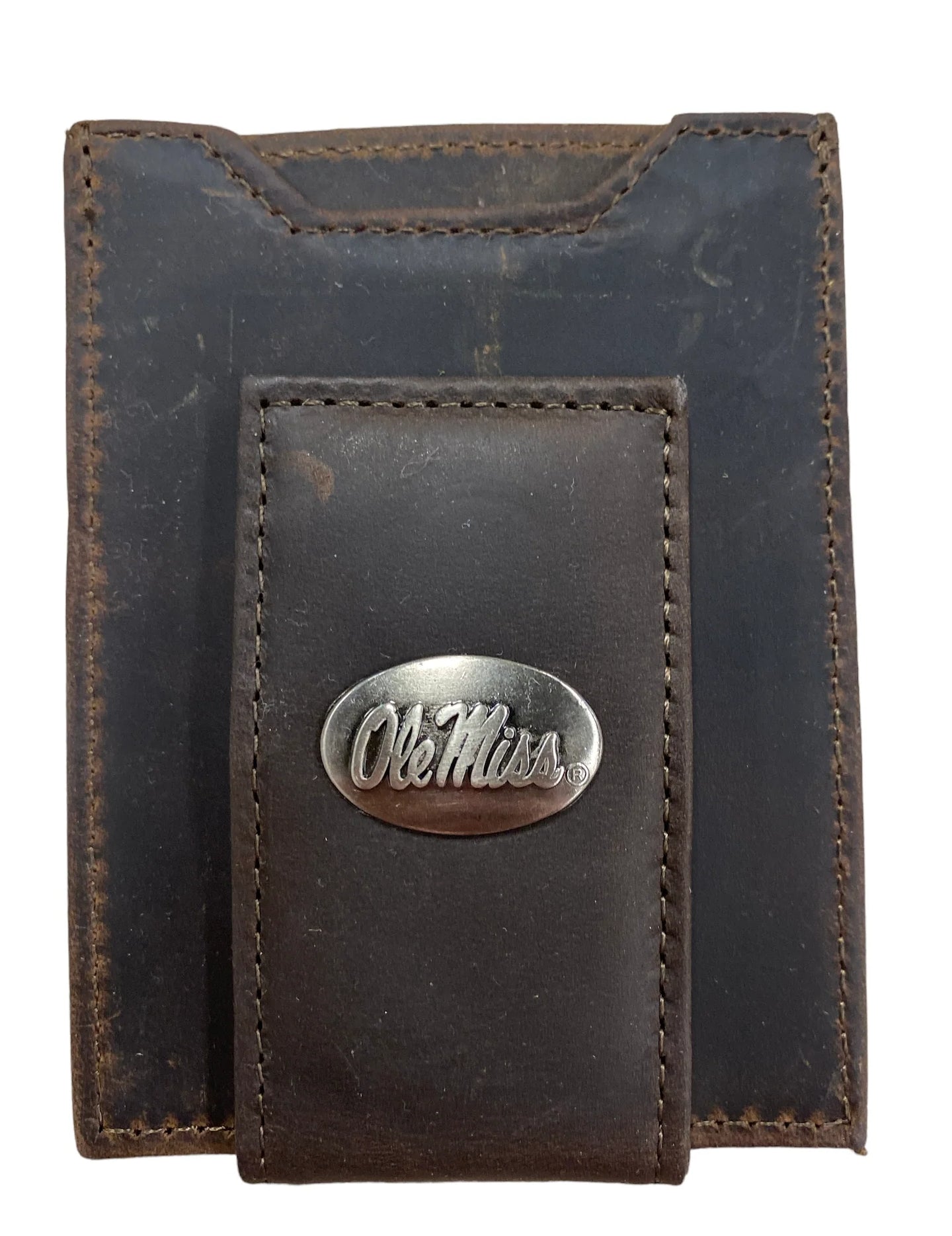 Light Brown Crazy Horse Ole Miss Front Pocket Wallet