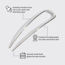 Load image into Gallery viewer, Kitsch Metal French Hair Pin in Silver