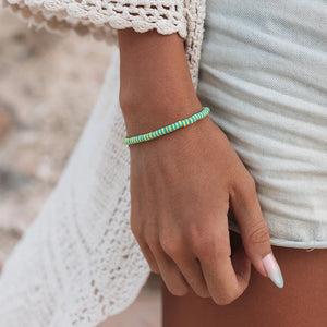 Puravida Sunbleached Aqua Seascape Vinyl Disc Stretch Bracelet