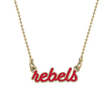 Load image into Gallery viewer, Ole Miss Rebels Enamel Script Necklace in Red
