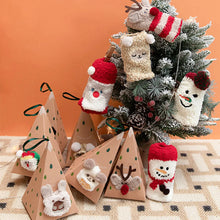 Load image into Gallery viewer, Santa Claus is Coming Triangle Box Gift Fuzzy Socks