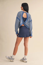 Load image into Gallery viewer, Seems Like Yesterday Striped Cutout Back Sweatshirt in Blue/White