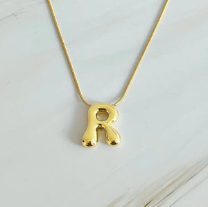 Balloon Letter Gold Initial Necklace