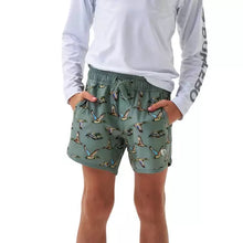 Load image into Gallery viewer, Burlebo Youth Swim Trunks in Green Jumbo Mallards