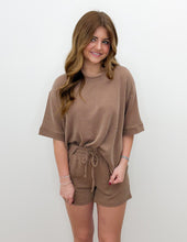 Load image into Gallery viewer, Keep You Thinking SS Top &amp; Shorts Set in Brown