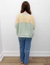 Load image into Gallery viewer, Come On Crew Neck Loose Fit Pullover Top in Yellow/Mint