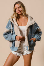 Load image into Gallery viewer, Could&#39;ve Been Her Denim and Fleece Zip Up Hoodie in Oatmeal