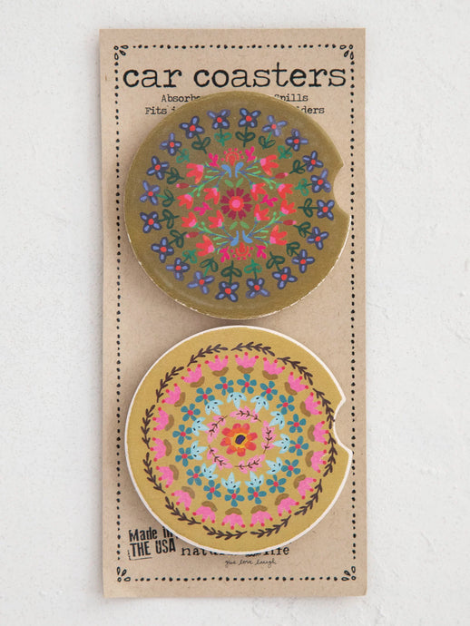 Natural Life Car Coaster Set Floral