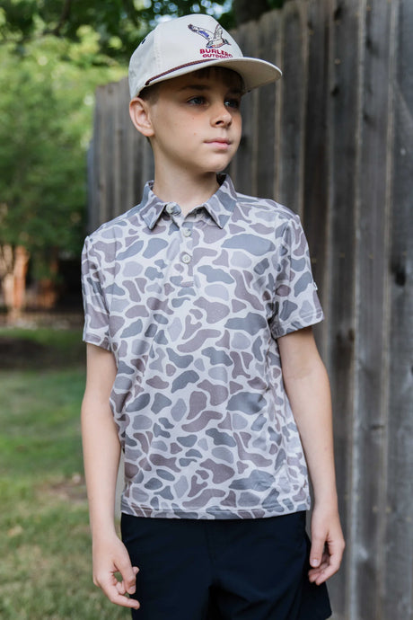 Burlebo Classic Deer Camo Youth Performance Polo