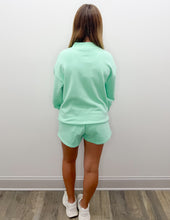 Load image into Gallery viewer, Lulu Mac Stitch Mockneck Terry Cloth Sweatshirt in Seafoam