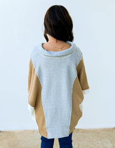 Burn It Down Oversized Spread Collared V-Neck in Grey Mix