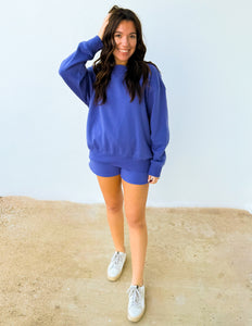 You Know Me Boat Neck Sweatshirt & Shorts Set in Marlin