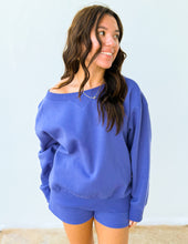 Load image into Gallery viewer, You Know Me Boat Neck Sweatshirt &amp; Shorts Set in Marlin