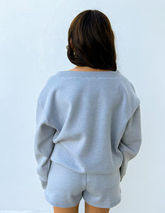 You Know Me Boat Neck Sweatshirt & Shorts Set in H Grey