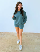 Load image into Gallery viewer, You Know Me Boat Neck Sweatshirt &amp; Shorts Set in Ash Jade