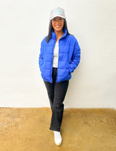 Load image into Gallery viewer, Everything You Know Puffer Jacket in Royal Blue